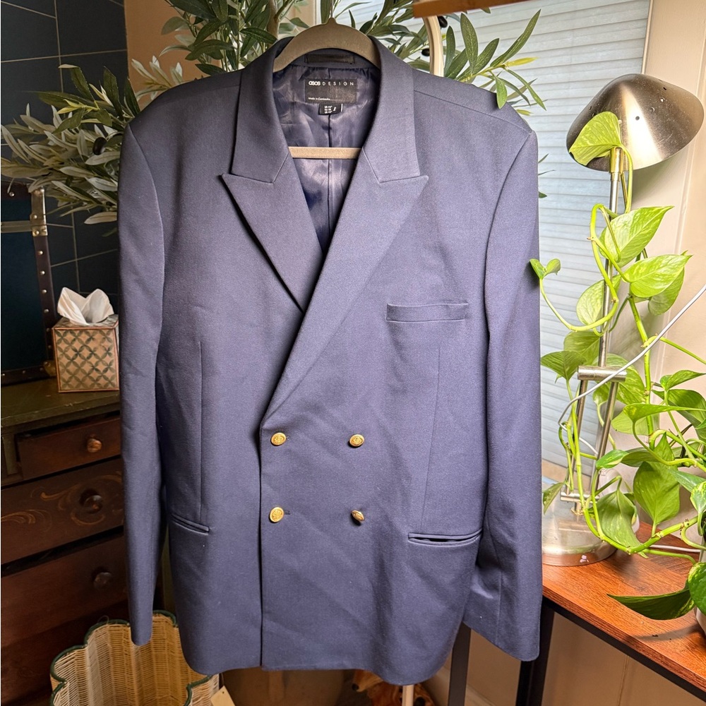 ASOS Double-Breasted Blazer - Navy with Gold Buttons